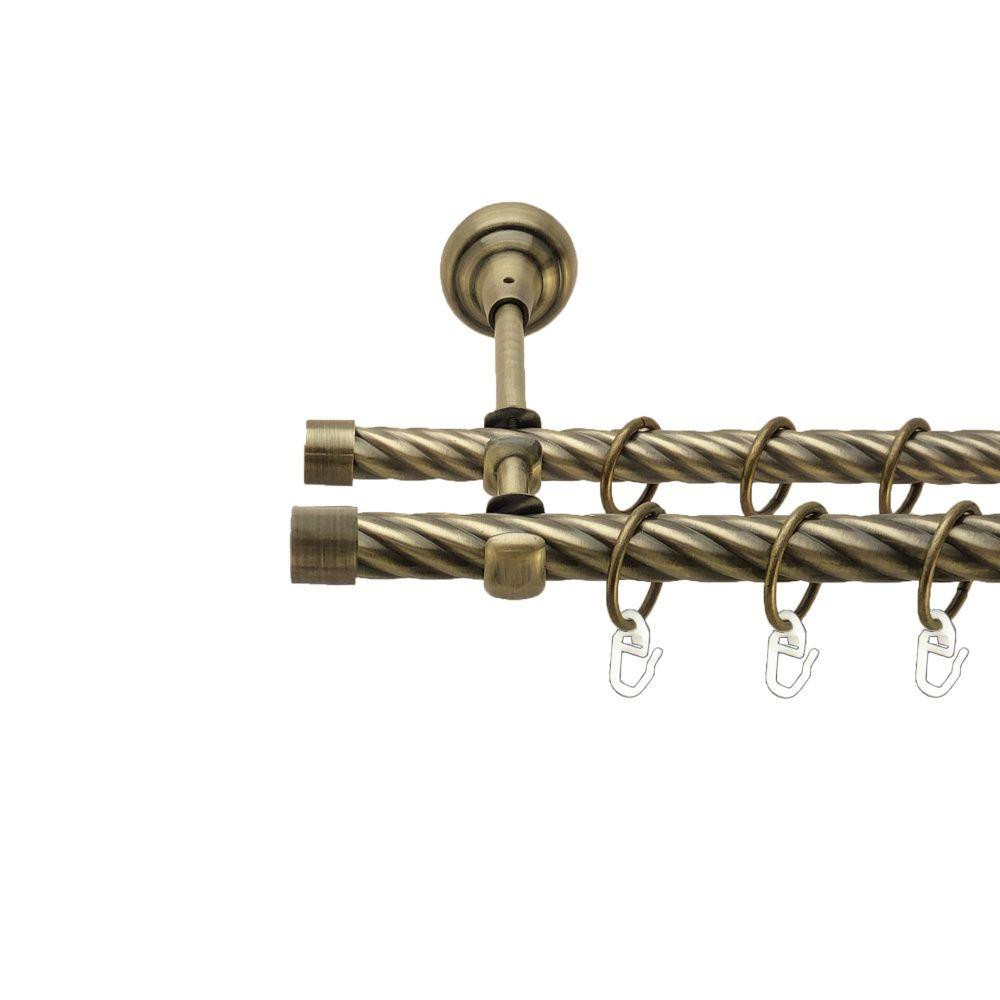 Карниз Orvit Заглушка металевий дворядний відкритий скручена труба кільце металеве Антик 19\16 мм 160 см (00-00017445) Львів - фото 1