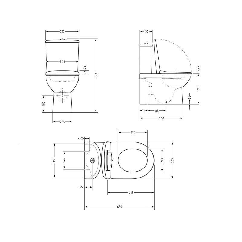 Унітаз підлоговий Qtap Presto безобідковий із сидінням Soft-close QTPRE27W51022 Київ - фото 2