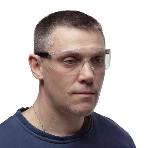 Окуляри захисні, прозорі, лінзи полікарбонат, регульовані заушники чорні нейлонові, захист від удару INTERTOOL SP-0098 Київ