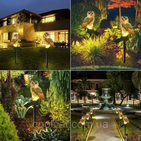 Садовий світильник на сонячній батареї 15,5см, "Сова" / Газонний ліхтар / Вуличний ліхтар у вигляді сови Київ