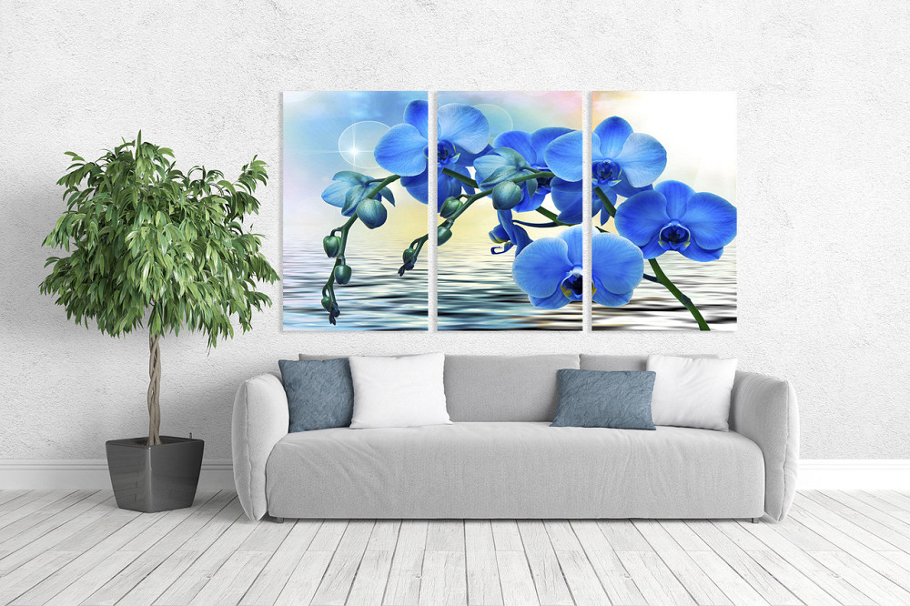 Модульная картина в гостиную / спальню   Синя Орхідея    ART-015_3A Киев - изображение 2