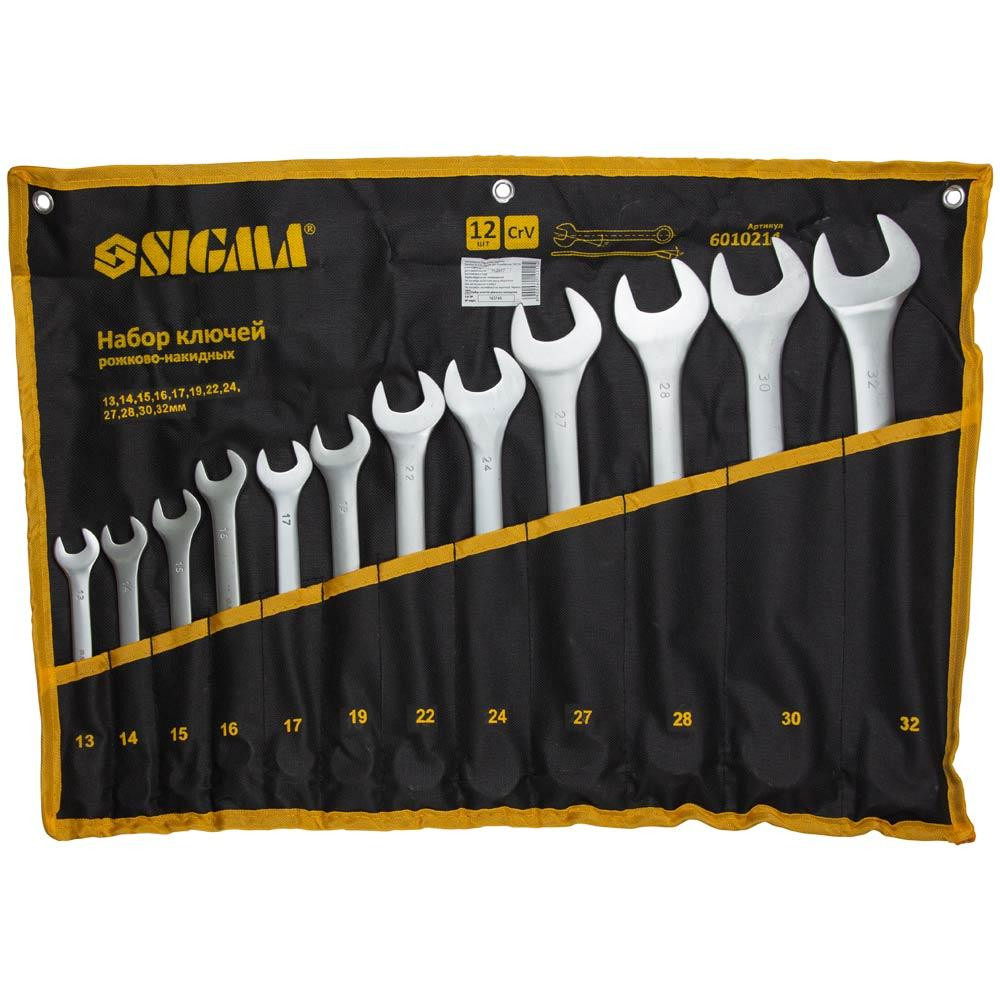 Ключі ріжково-накидні 12 шт 13-32мм CrV satine (тка чохол) SIGMA (6010211) Київ - фото 1
