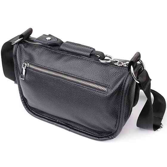 Полукруглая сумка для женщин из натуральной кожи Vintage 22905 Черный Киев