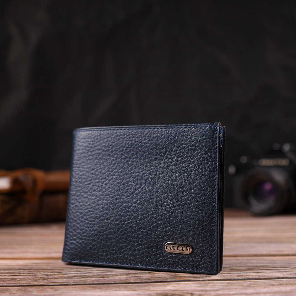 Ідеальне чоловіче портмоне з натуральної шкіри флотар CANPELLINI 21787 Синє Київ - фото 3