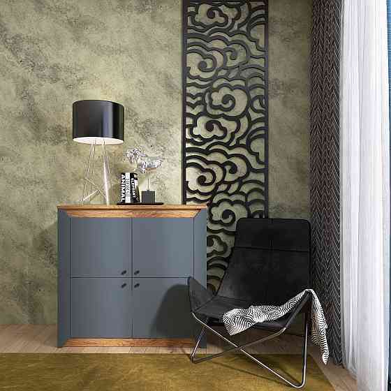 Тумба 4-х дверна закрита Еверест Нордік-980 98х38х92 см Графіт + Дуб крафт золотий (DTM-5528) Львів