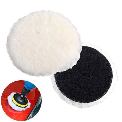 Вовняний полірувальний диск 125 мм на липучці, 2 шт — для полірування металу, скла, пластику та меблівШерстяной полировальный диск Київ - фото 1