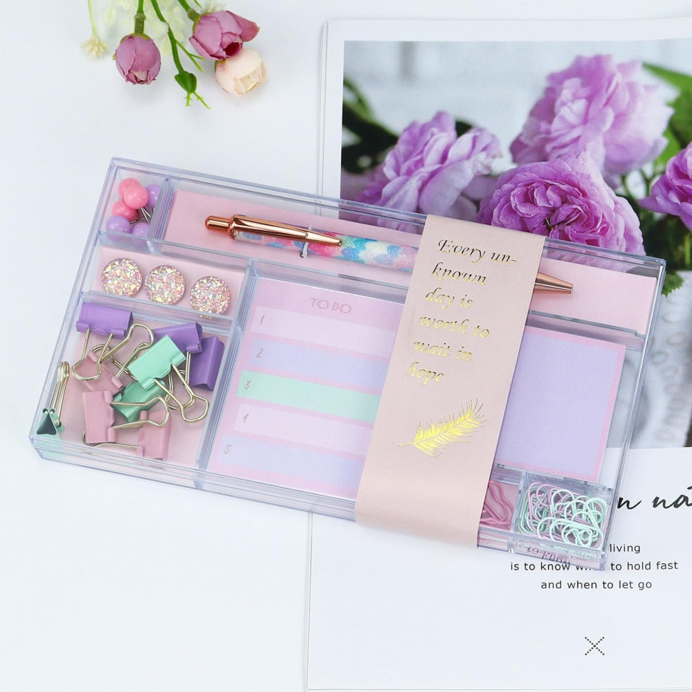 Подарунковий набір канцелярії для навчання, органайзер для офісу, ручка, скріпки, біндери та стікери Кам'янець-Подільський - фото 2