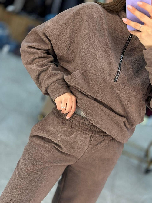 Жіночий теплий прогулянковий костюм вільного крою турецький фліс Моко, 46/48 Одеса - фото 3