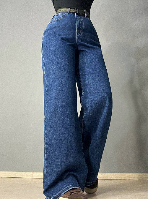 Джинси жіночі Derun 8199 палаццо широкі з ременем сині, синій, 30, 30, 81 см, 112 см Київ - фото 14