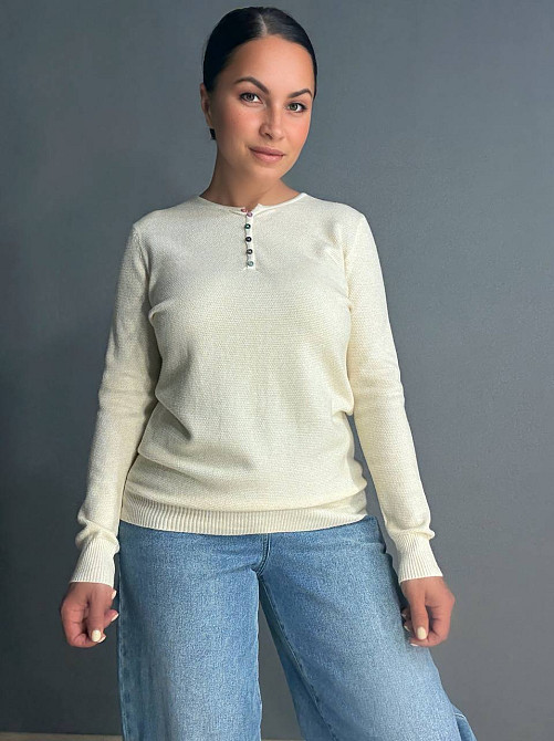 Свитер женский A-N 02493 букле с пуговицами тонкий и теплый базовый, молочний, one size Киев - изображение 6