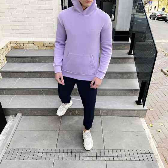 Тепле чоловіче худі на флісі з капюшоном лілове Pobedov 007 ЗИМА Київ
