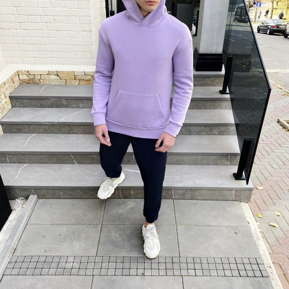 Тепле чоловіче худі на флісі з капюшоном лілове Pobedov 007 ЗИМА Київ - фото 3