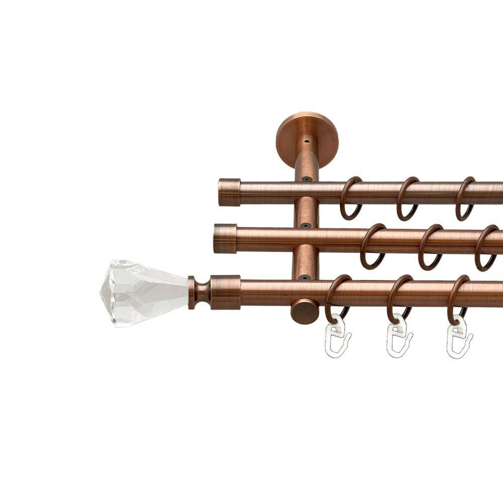 Карниз Orvit Лучетта металевий трирядний циліндр (20 см) гладка труба кільце металеве Мідь 16\16\16 мм 240 см (00-00020396) Львів - фото 1