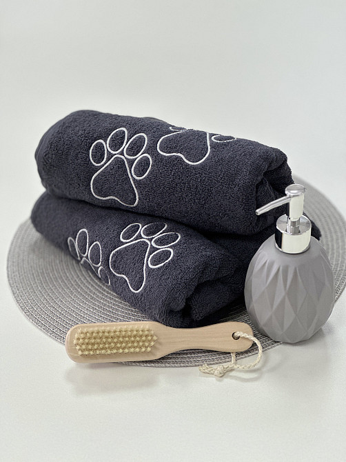 Рушник махровий для тварин з лапками від Ideal Textile 50х90 см 400 г/м2 графітовий Чернівці - фото 6