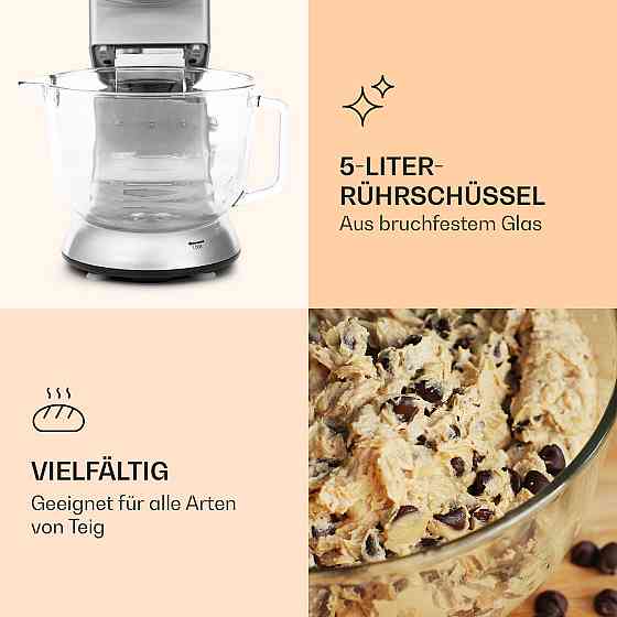 Кухонний комбайн Bella Argentea 2G 1300 Вт, 5 літрів, гак для замішування (Німеччина, читати опис) Рівне