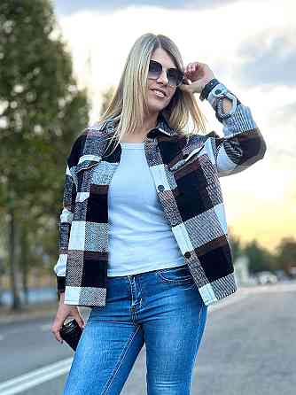 Жіноча тепла сорочка "Elba" оптом | Розпродаж моделі 46-48, Шоколадний + чорний Київ