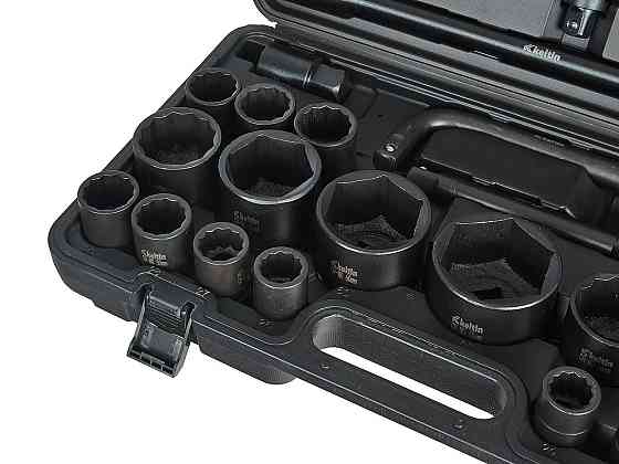 Набір ударних торцевих головок "Keltin" [к-т 26шт]: (3/4" 12-гранні 17-50мм ), (3/4" 6-гранна 36мм, 1" 6-гранні 55-65мм)+аксу Стрий