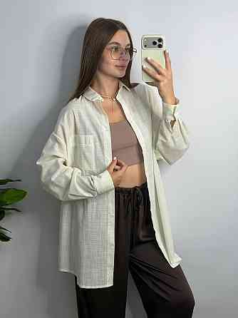 Жіноча літня сорочка oversize Молочний, S/M Харків