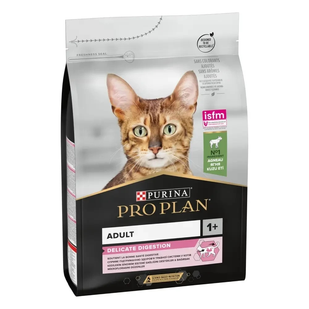 Сухий корм PRO PLAN Adult 1+ Delicate Digestion для дорослих котів з чутливим травленням та вибагливих до їжі, з ягням, 3 кг Київ - фото 2