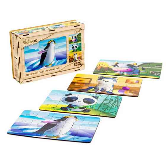 Детский деревянный пазл Животные 4 в 1 Puz-10369, 80 элементов Винница