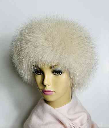 Хутряна пов'язка на голову жіноча з песця Молочний Харків