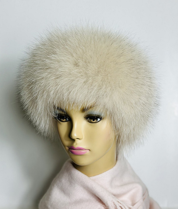 Хутряна пов'язка на голову жіноча з песця Молочний Харків - фото 1