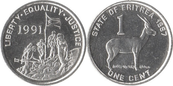 Eritrea Еритрея 1 Cents 1997 UNC Полтава - фото 1