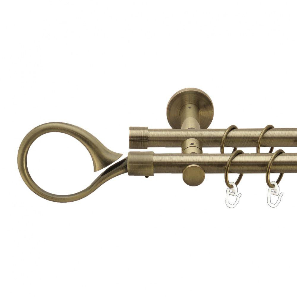 Карниз Orvit Скіпта металевий дворядний реверсивний гладка труба кільце металеве Антик 19\19 мм 160 см (00-00013396) Львів - фото 1