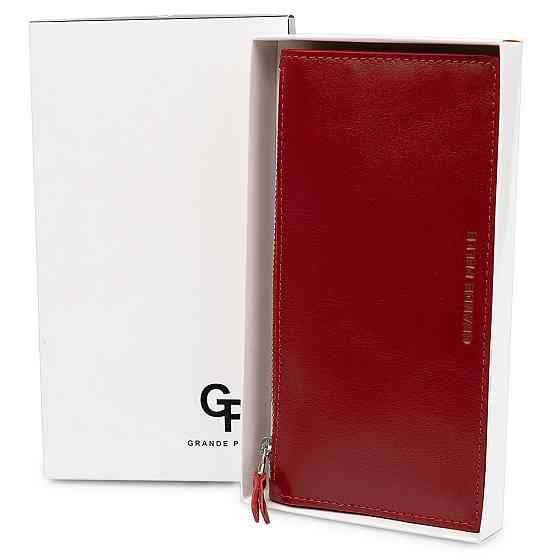 Оригинальное женское кожаное портмоне Красный (GRANDE PELLE) Киев