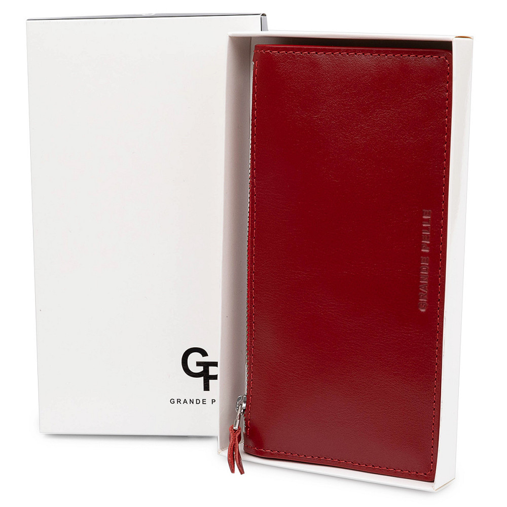 Оригінальне жіноче шкіряне портмоне Червоний (GRANDE PELLE) Київ - фото 1