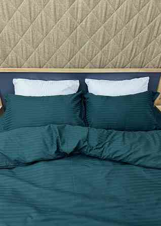 Комплект постельного белья Страйп-сатин Двуспальный 180х220 с простыней на резинке Мурена (88-165) Киев