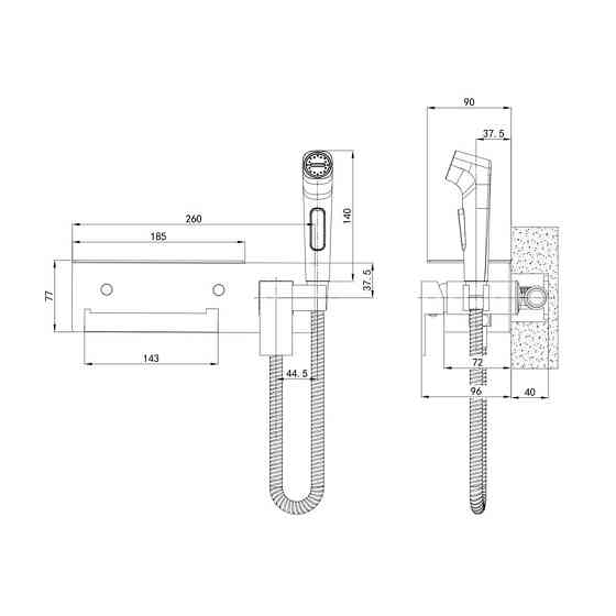 Змішувач для гігієнічного душу Mixxus Premium MARK 069 з тримачем для туалетного паперу   ( MI6786 ) 34932 Харків