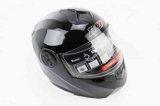 Шолом модуляр, закритий з відкидним підборіддям+відкидні окуляри BLD-159 S (55-56см), ЧОРНИЙ глянець Киев