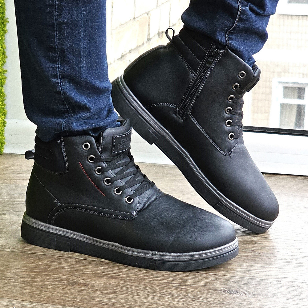 Черевики ЗИМНІ Чоловічі Чорні Кросівки з МЕХОМ на замку з блискавкою (розміри: 41,42,43,44,45) - 301-1 Дніпро - фото 9