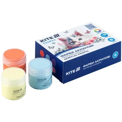 Акриловые краски Kite Creative 6 пастельних кольорів, 20 мл (K-272) Винница - изображение 2