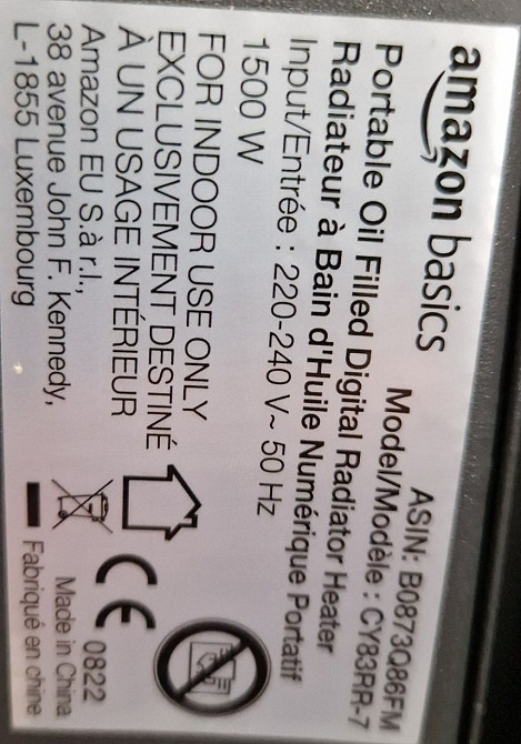 Масляний радіатор Обігрівач Amazon Basics CY83RR-7 Німеччина. 1500Вт. Київ - фото 5