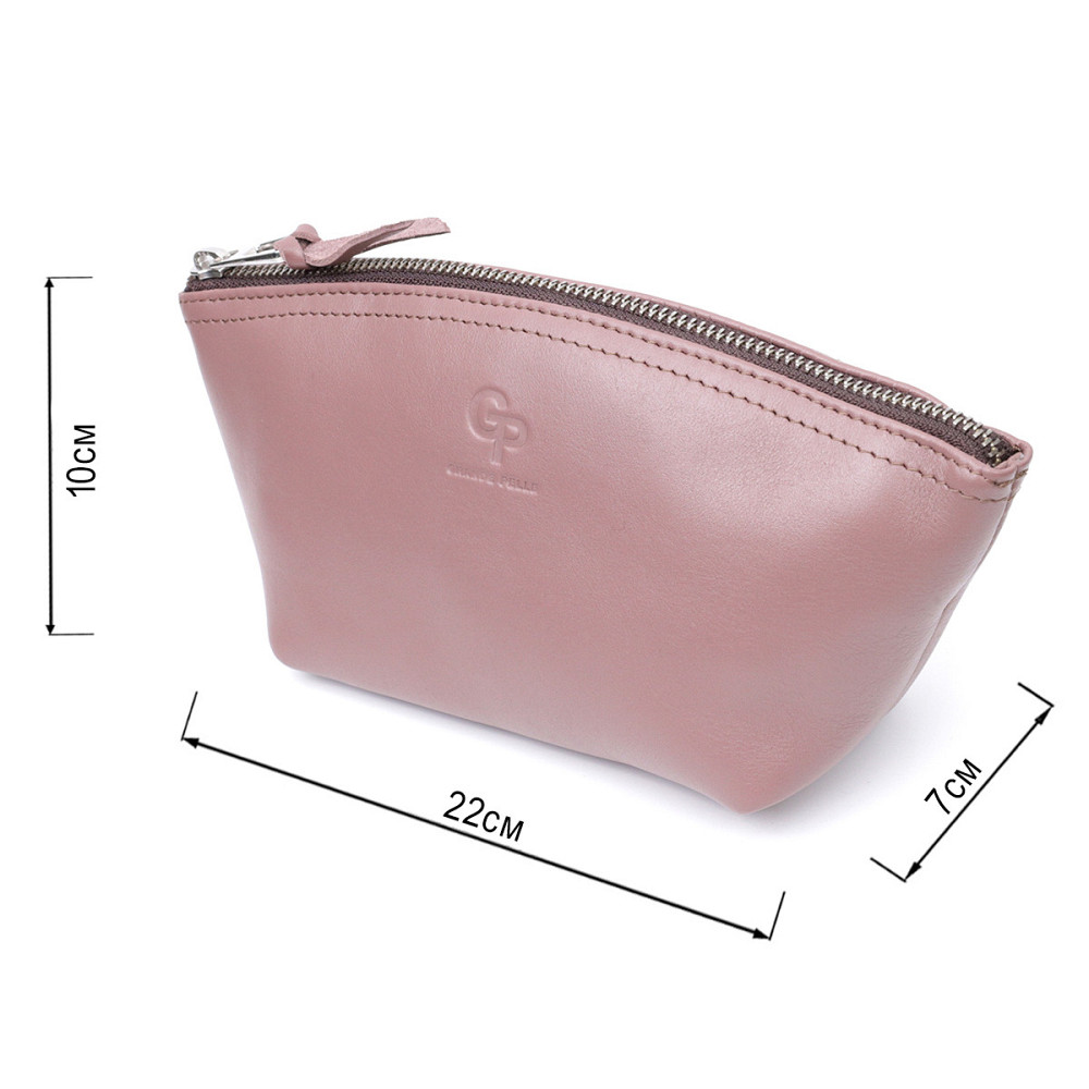 Очаровательная женская кожаная косметичка GRANDE PELLE 16793 Пудровый Киев - изображение 3