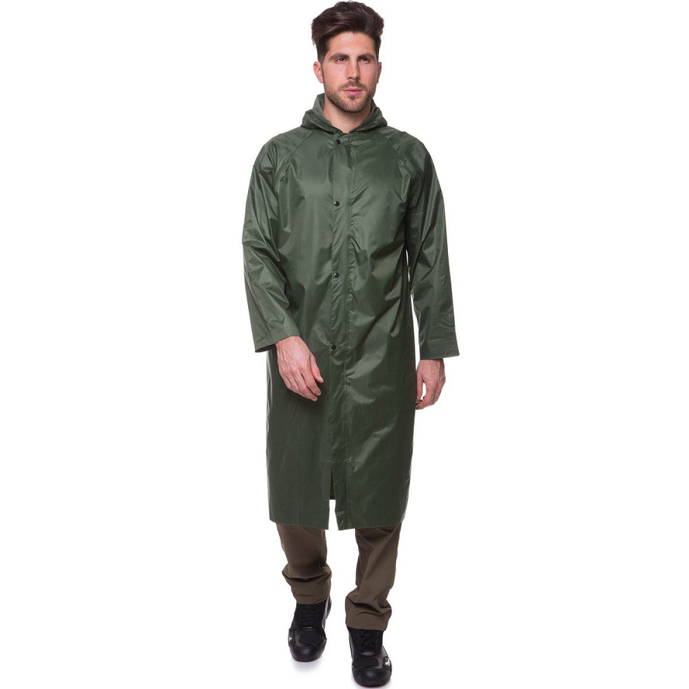 Плащ-дождевик ПВХ на молнии и кнопках размер L-XL оливковый Киев - изображение 1
