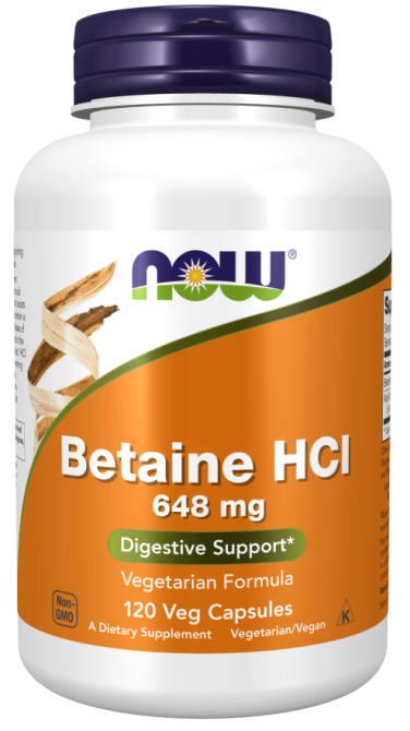 Бетаин гидрохлорид, Betaine HCL, Now Foods, 648 мг, 120 вегетарианских капсул Луцк - изображение 1