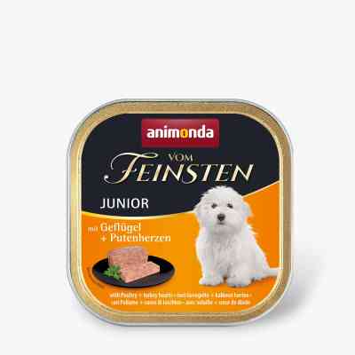 Консерви для собак Animonda Vom Feinsten Junior with Poultry + Turkey hearts 150 г (4017721826211) Вінниця