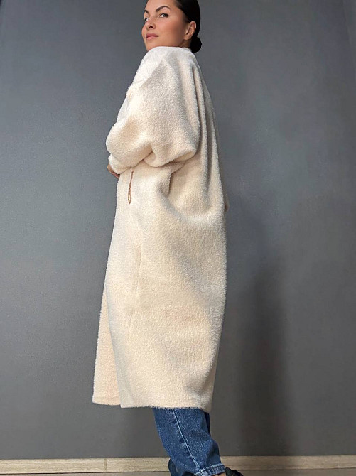 Кардиган жіночий Fancy Matinee 30740 ангора довгий з кишенями, молочний, one size Київ - фото 13