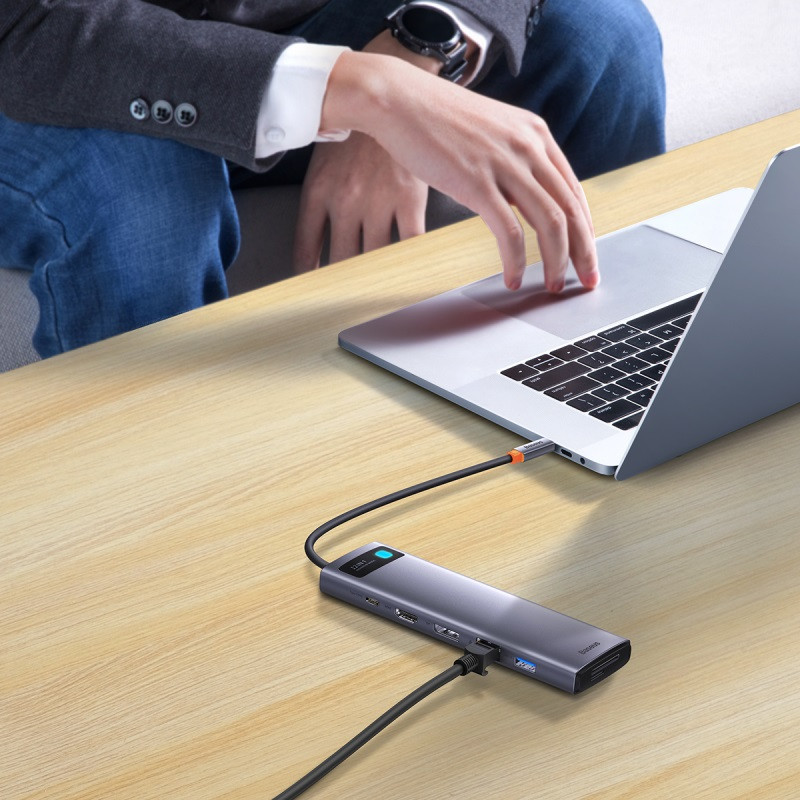 USB-хаб Baseus Metal Gleam Series 12-in-1 Multifunctional Type-C HUB Docking Station Gray Одеса - фото 8