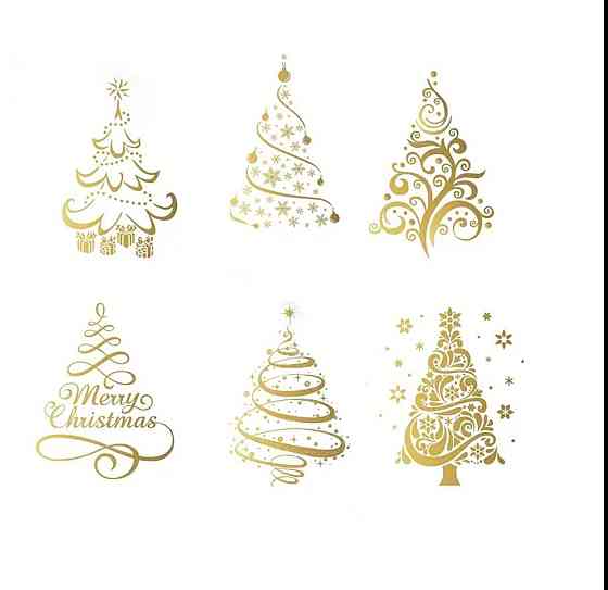 Стикеры елки новогодние, 500 шт, 6 дизайнов Киев
