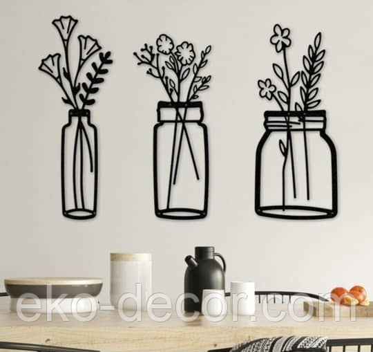 Декоративне настінне Панно «Квіти» Декор на стіну 110*143 см, Чорний Київ