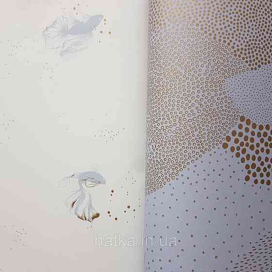 Шпалери вінілові на флізелін Caselio The Place to bed 0.53х10 м золота рибка блакитна на білому тлі Київ