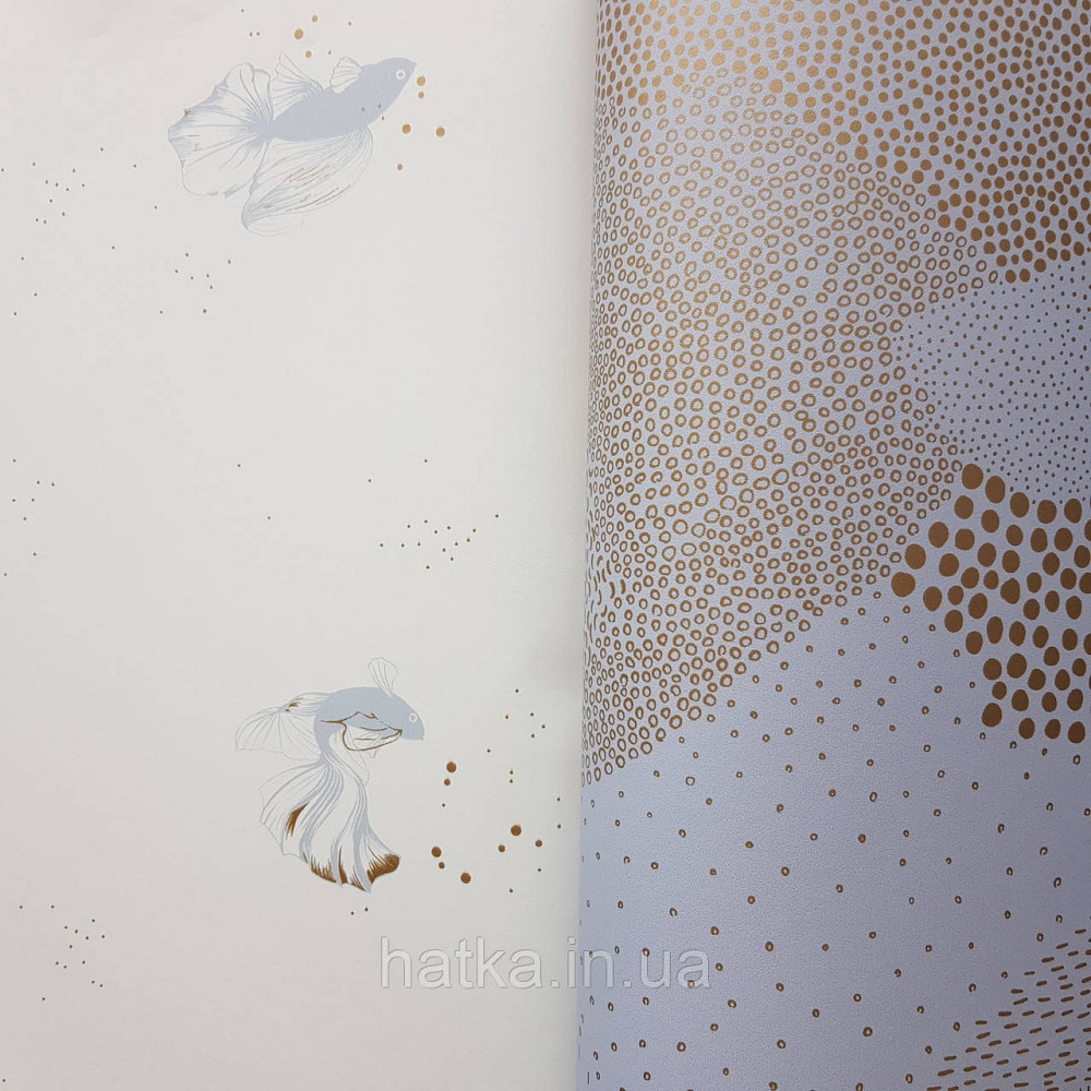 Шпалери вінілові на флізелін Caselio The Place to bed 0.53х10 м золота рибка блакитна на білому тлі Київ - фото 2