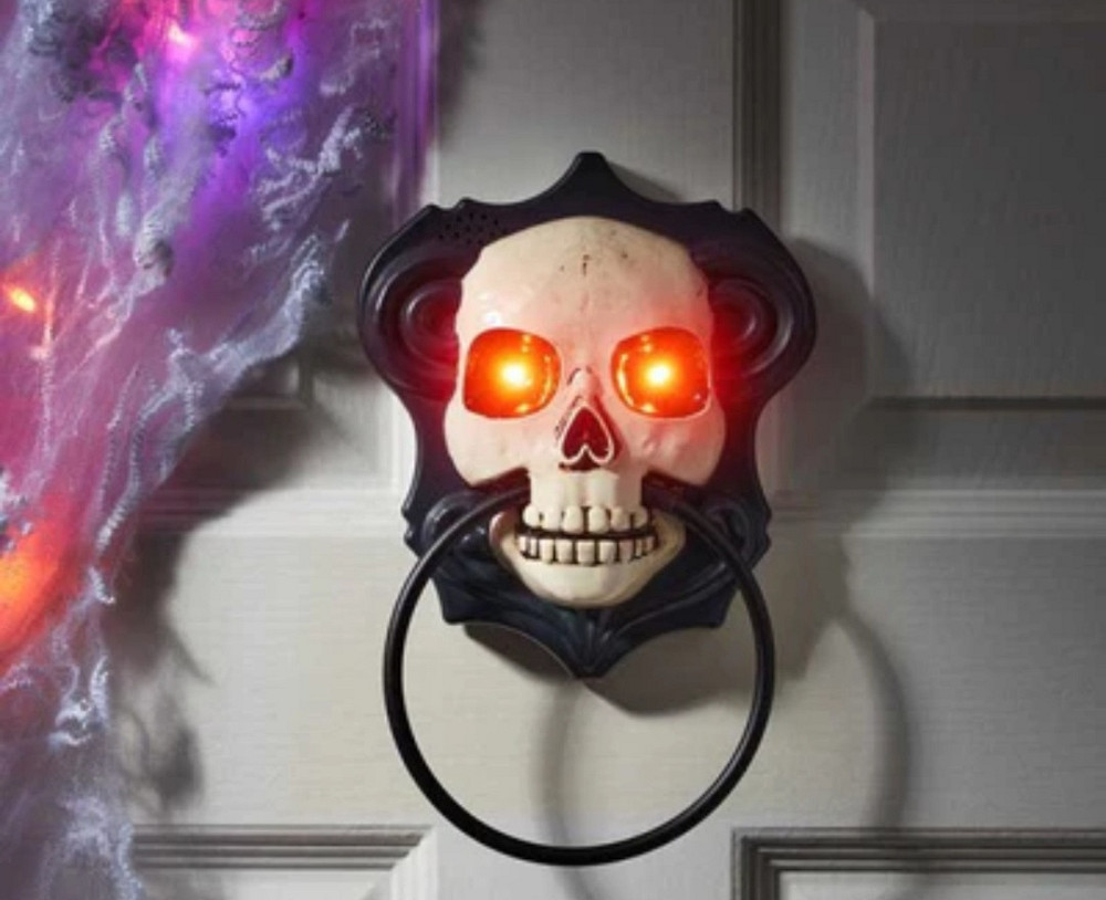 Дверний музикальний молоток Череп на Хелловін 24 на 16 см чорно-білий Київ - фото 1