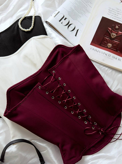 Жіночий базовий корсет костюмка Lux Бургунді, 42 Одеса - фото 4