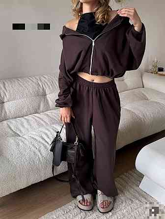Женский трендовый базовый спортивный костюм трехнить петля Шоколад, 42/44 Одесса