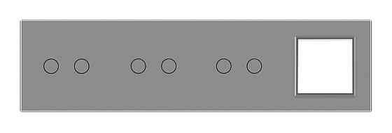 Рамка 4-постова для трьох 2-сенсорних вимикачів і розетки (2-2-2-0) LIVOLO, загартоване скло, сіра, 294×80 мм (VL-P702/02/02/E-8I) Коломия